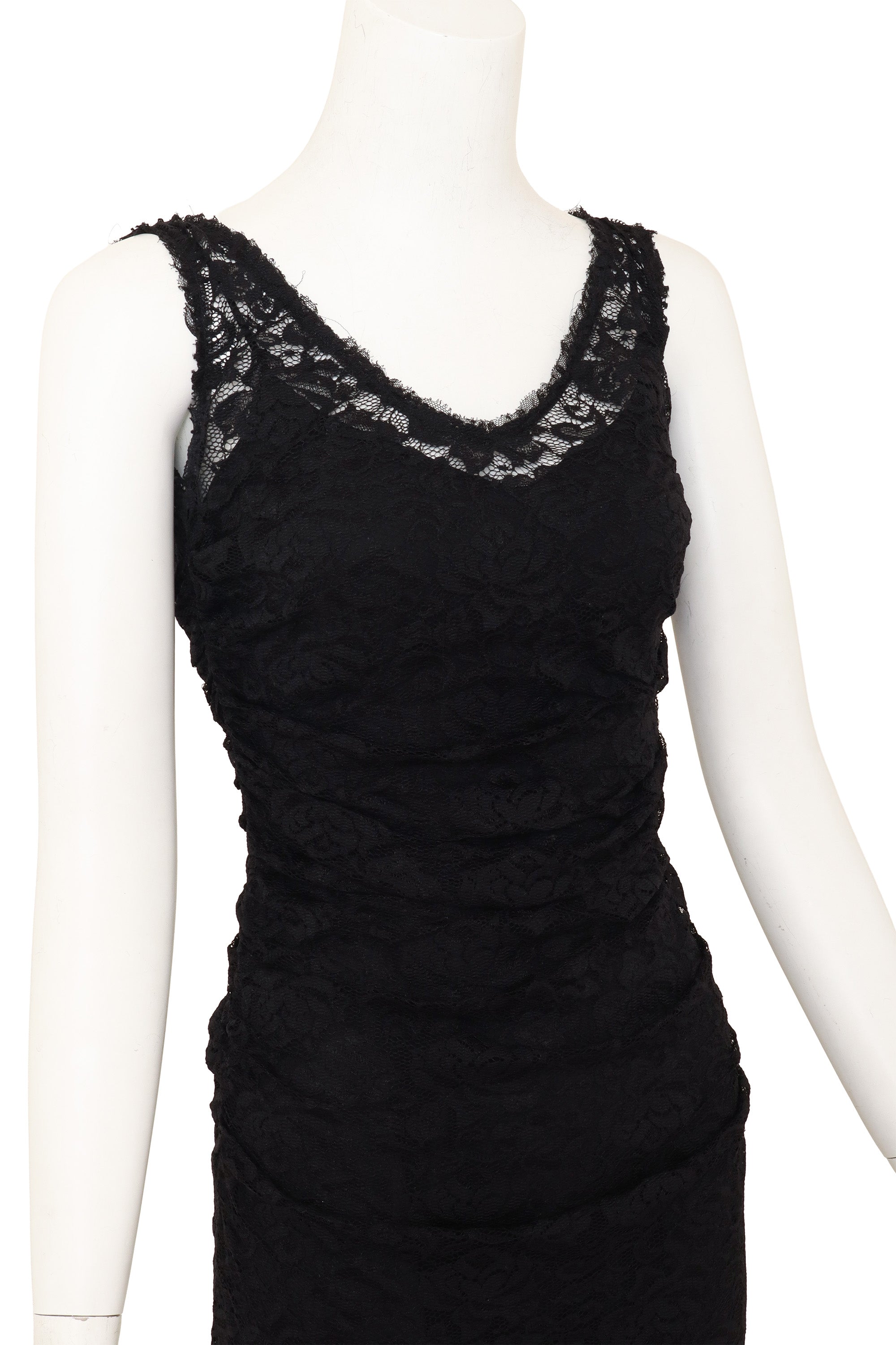 Ruched Lace Cocktail Dress by Dolce & Gabbana on mannequin close @ Recess LA