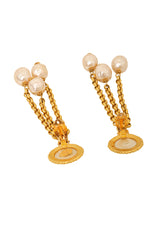 Vintage Deanna Hamro Pearl Chain Drop Earrings III backs open @ Recess LA