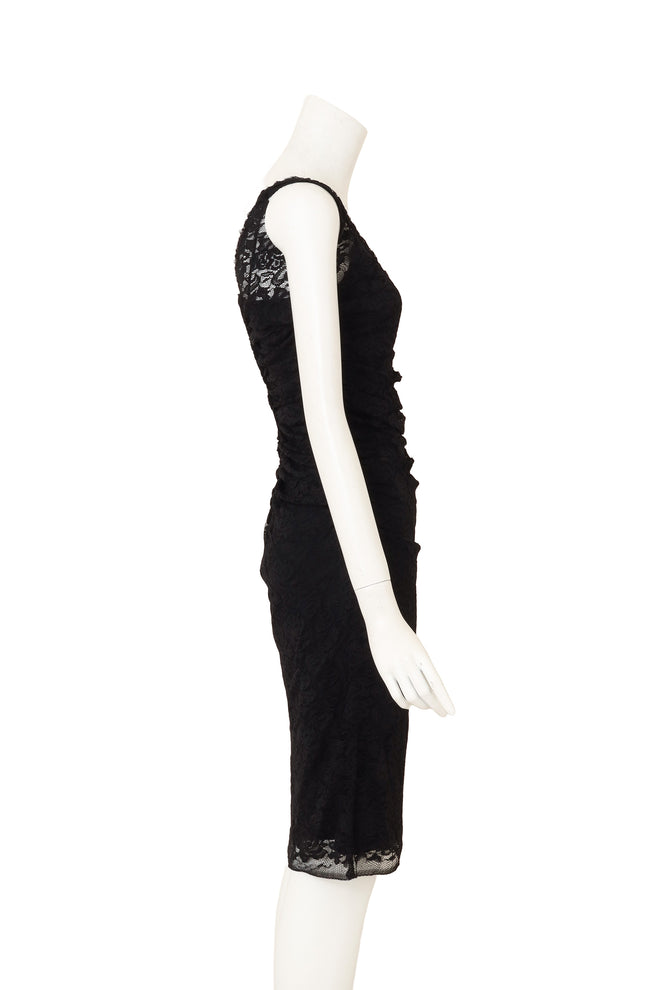 Ruched Lace Cocktail Dress by Dolce & Gabbana on mannequin side @ Recess LA