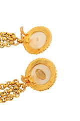 Vintage Deanna Hamro Pearl Chain Drop Earrings III cartouche @ Recess LA