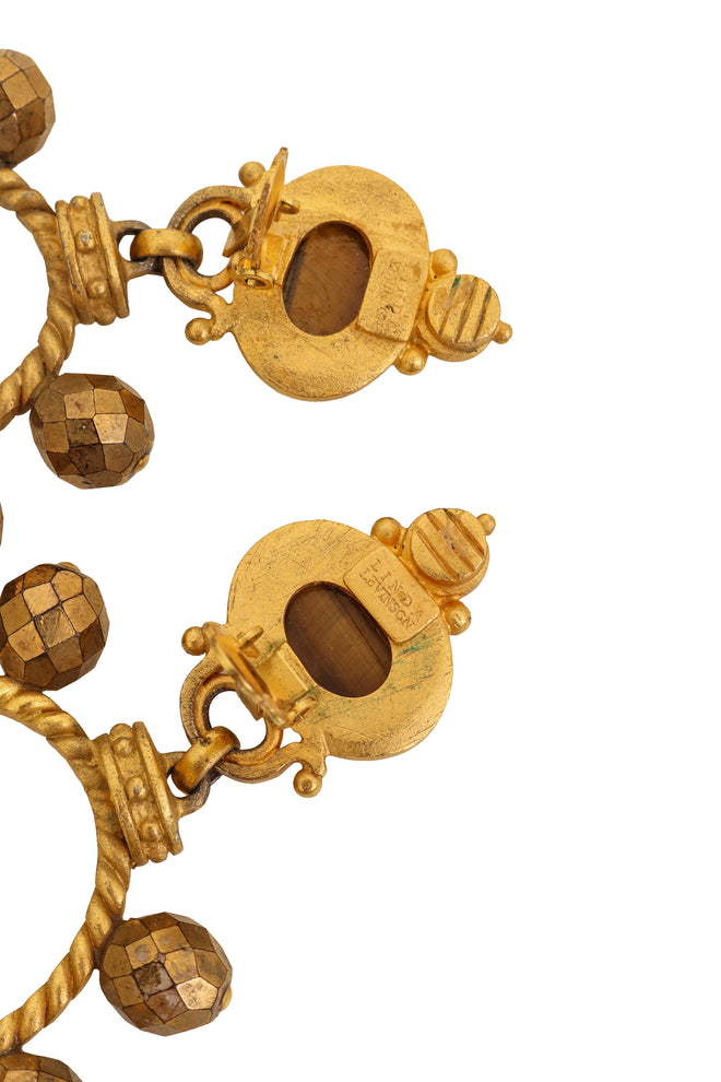 Tiger's Eye Bead Hoop Earrings by Linda Levinson signature @ Recess LA