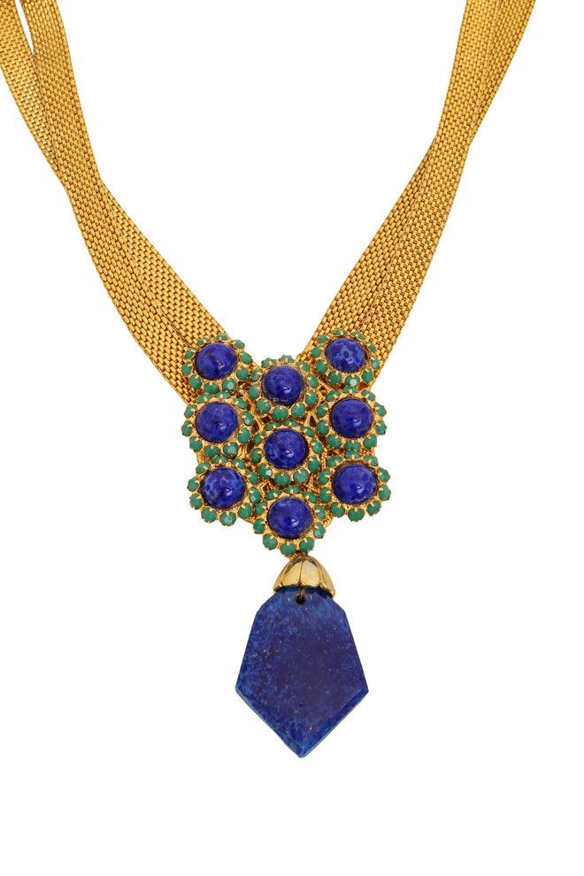 Lapis Necklace & Earrings Set by William De Lillo necklace close @ Recess LA