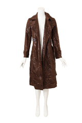 Vintage Krizia Poi Glossy Crinkled Trench Coat open @ Recess LA