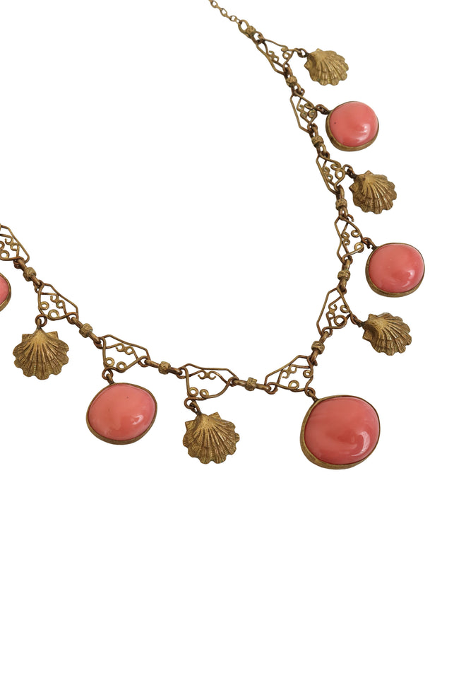 Shell Cabochon Charm Necklace close @ Recess LA