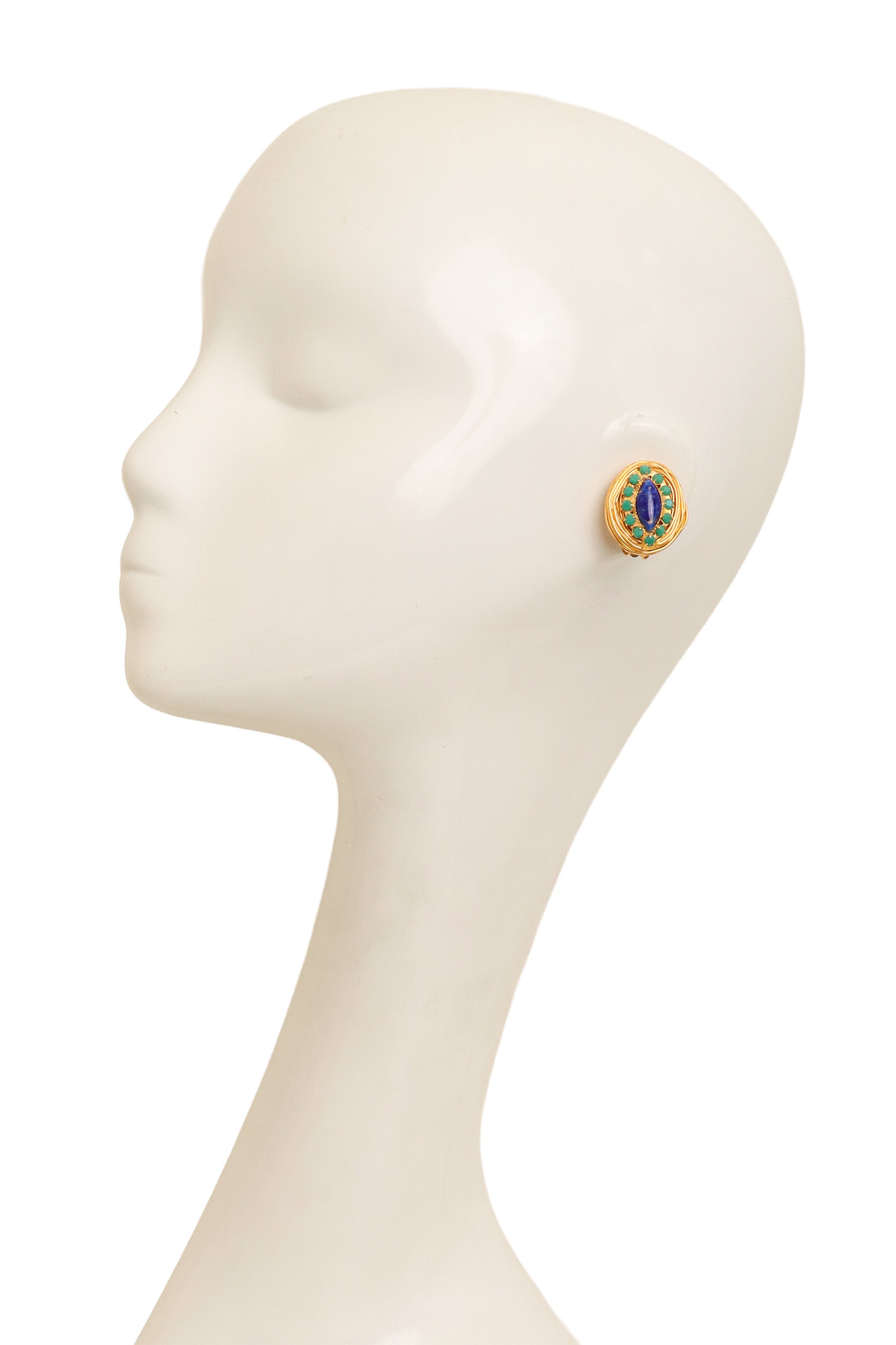 Lapis Necklace & Earrings Set by William De Lillo earring on mannequin @ Recess LA