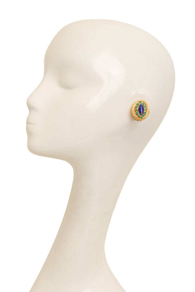 Lapis Necklace & Earrings Set by William De Lillo earring on mannequin @ Recess LA