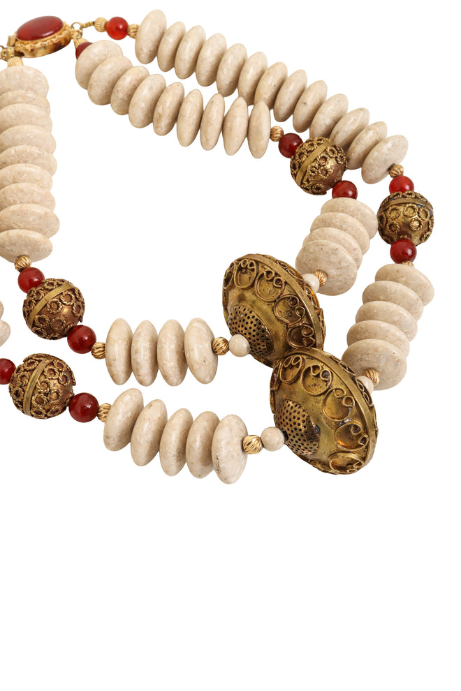 Filigree Disc Beaded Collar Necklace close @ Recess LA