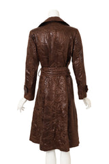 Vintage Krizia Poi Glossy Crinkled Trench Coat back @ Recess LA