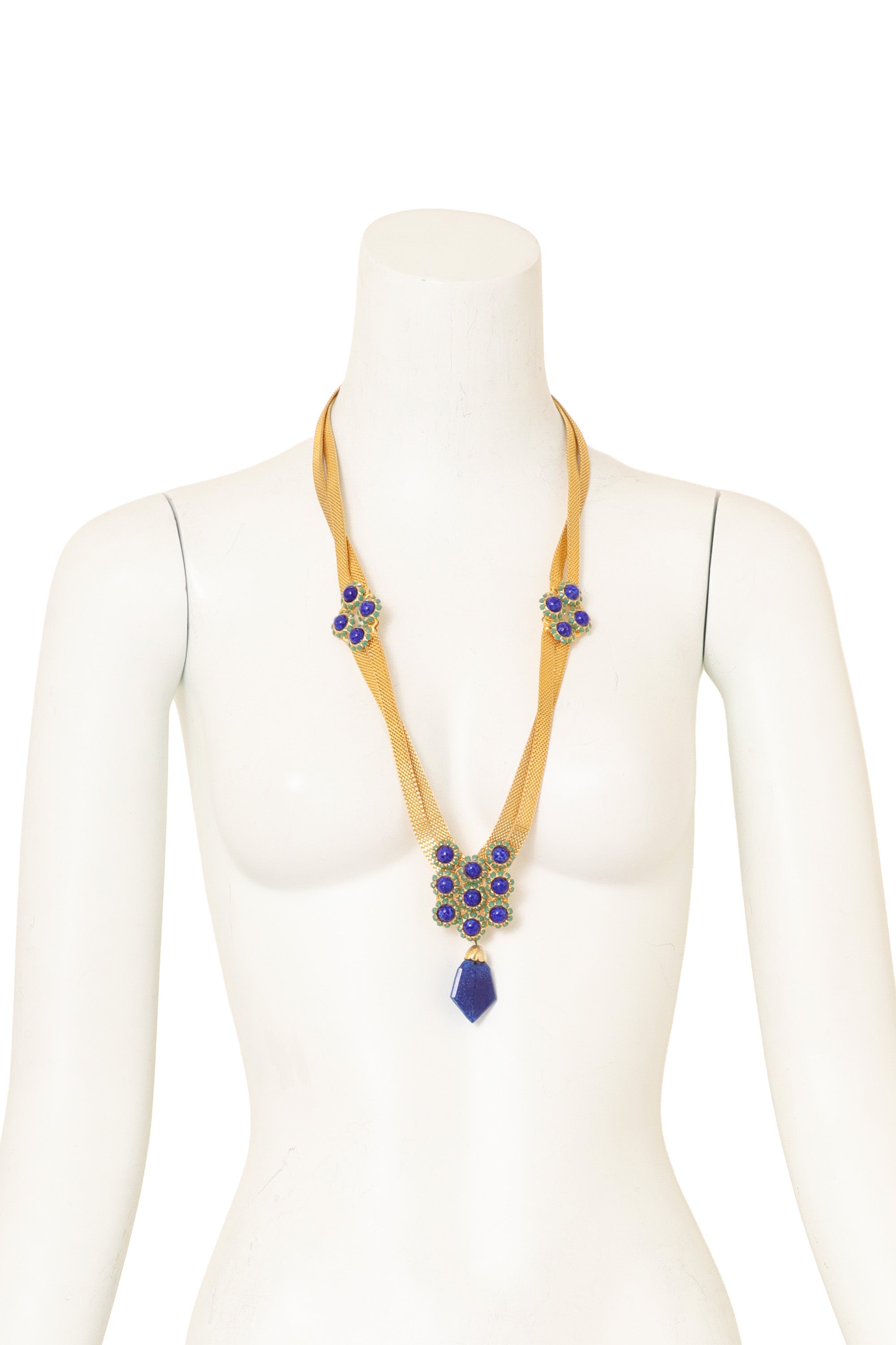 Lapis Necklace & Earrings Set by William De Lillo necklace on mannequin @ Recess LA