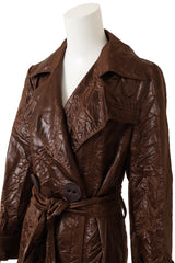 Vintage Krizia Poi Glossy Crinkled Trench Coat detail @ Recess LA