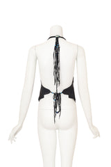 Vintage Burray Olsen Feather Fringe Halter Top on mannequin back @ Recess LA