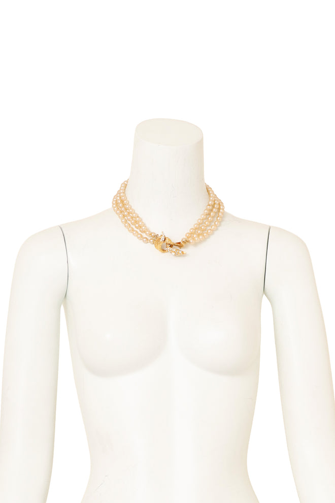 Snake Clasp Pearl Necklace by Rose Benedetti on mannequin @ Recess LA
