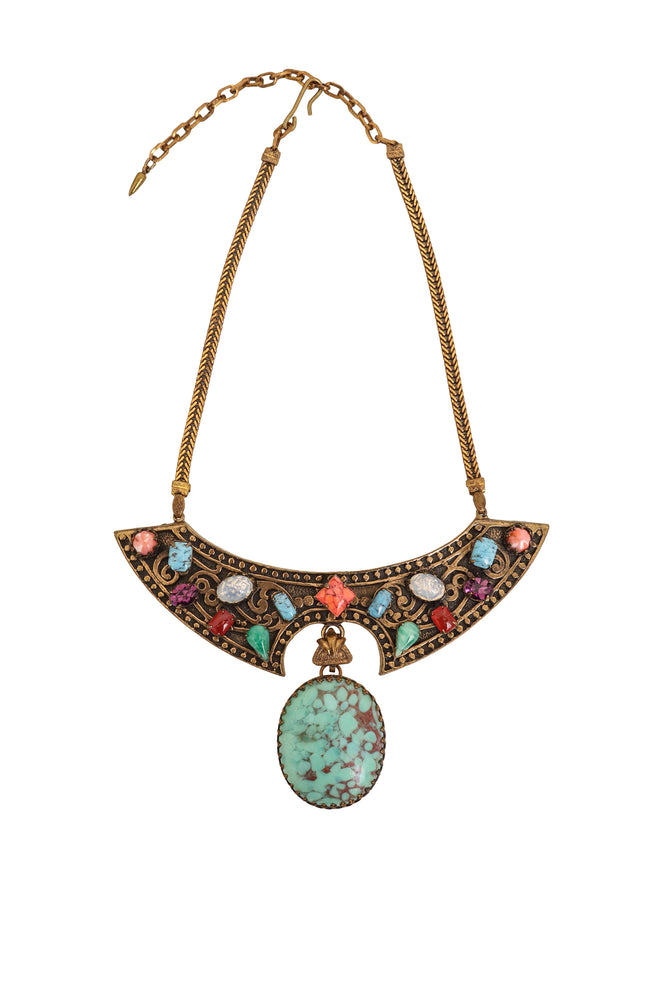 Mosaic Stone Filigree Collar Necklace @ Recess LA