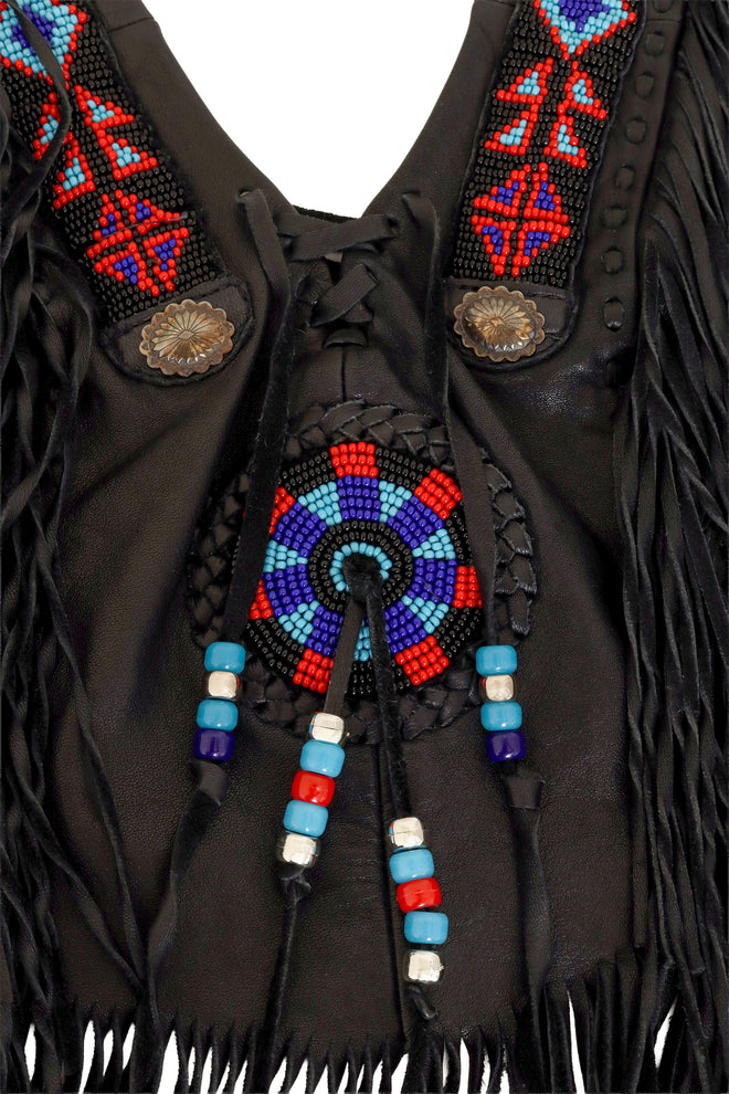 Vintage Burray Olsen Feather Fringe Halter Top close  @ Recess LA