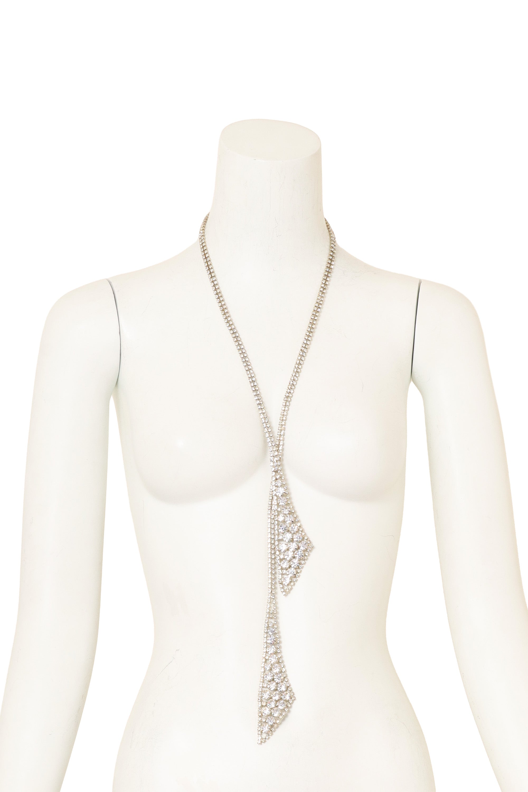 Vintage Rhinestone Lariat Scarf Necklace on mannequin @ Recess LA