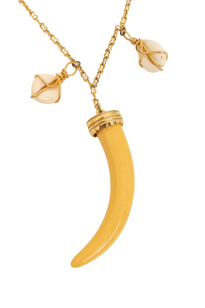 Horn Cowrie Necklace by Kenneth Lane close @ Recess LA