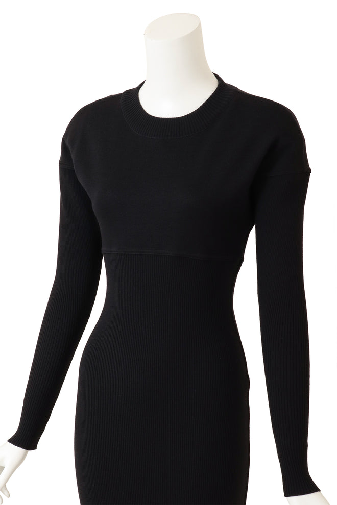 Alaia Ribbed Wool Knit Midi Dress close up @ Recess LA 