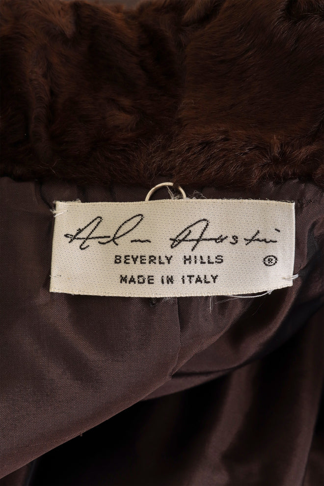 Vintage Alan Austin Leather Fur Ruffle Tiered Trench label @ Recess LA
