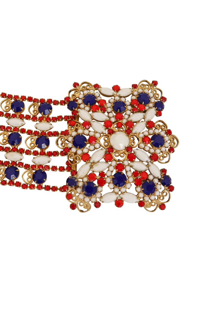 Vintage Wide Crystal Filigree Belt close @ Recess LA