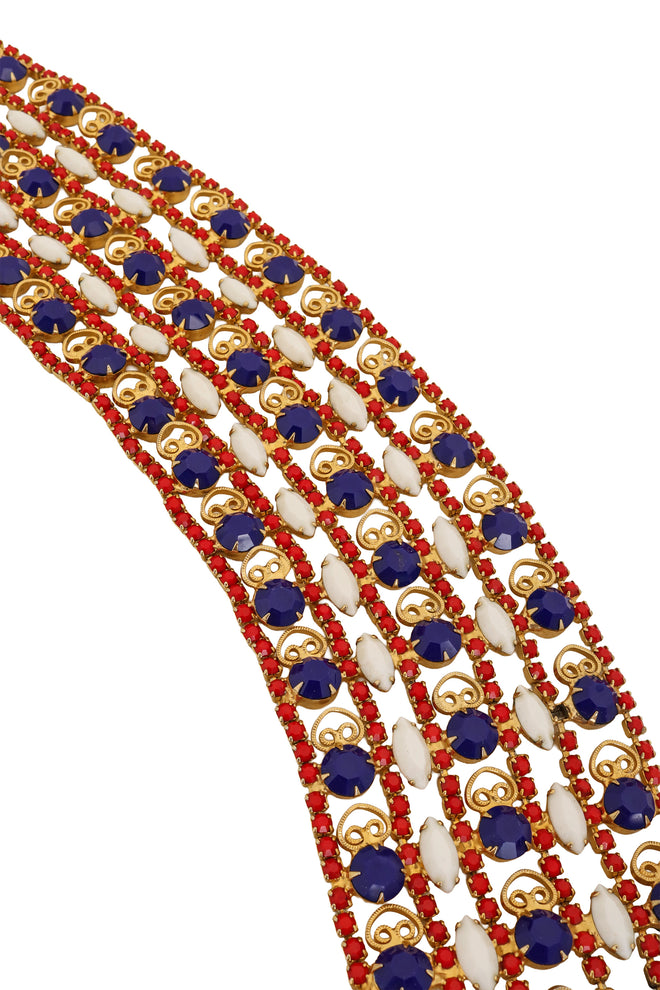 Vintage Wide Crystal Filigree Belt chain close @ Recess LA
