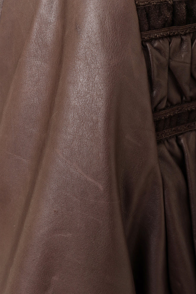 Vintage Alan Austin Leather Fur Ruffle Tiered Trench wear 2 @ Recess LA