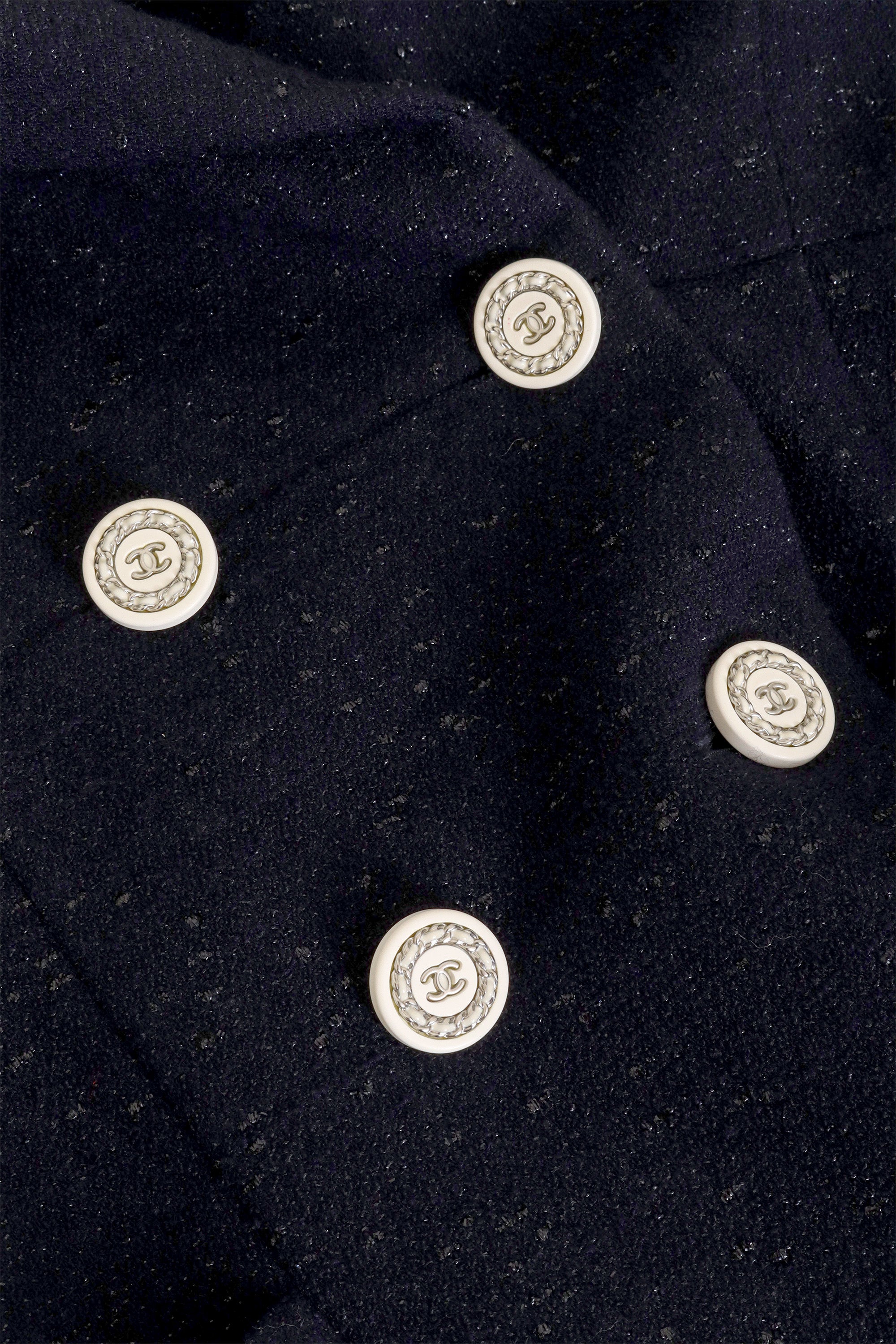 2019C Lamé Tweed Blazer by Chanel buttons close  @ Recess LA