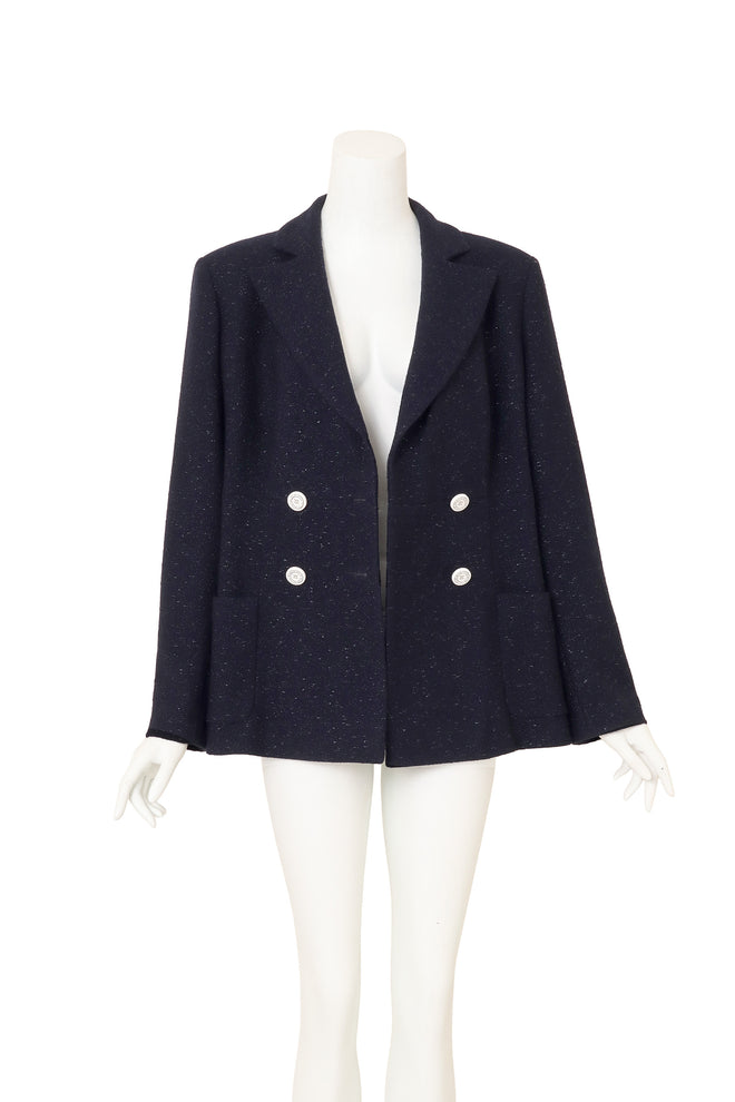 2019C Lamé Tweed Blazer by Chanel on mannequin open @ Recess LA