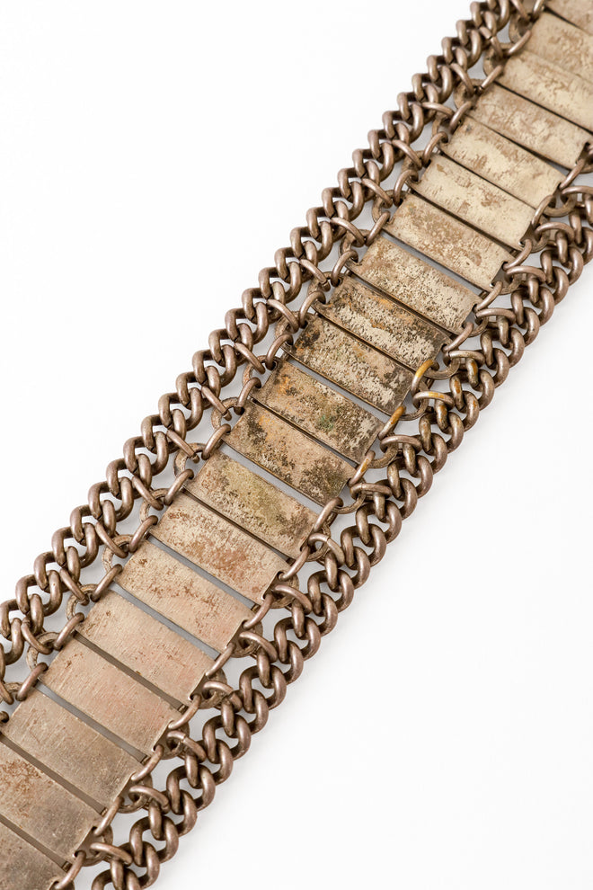 Filigree Bar Chain Dangle Collar tarnish close @ Recess LA 