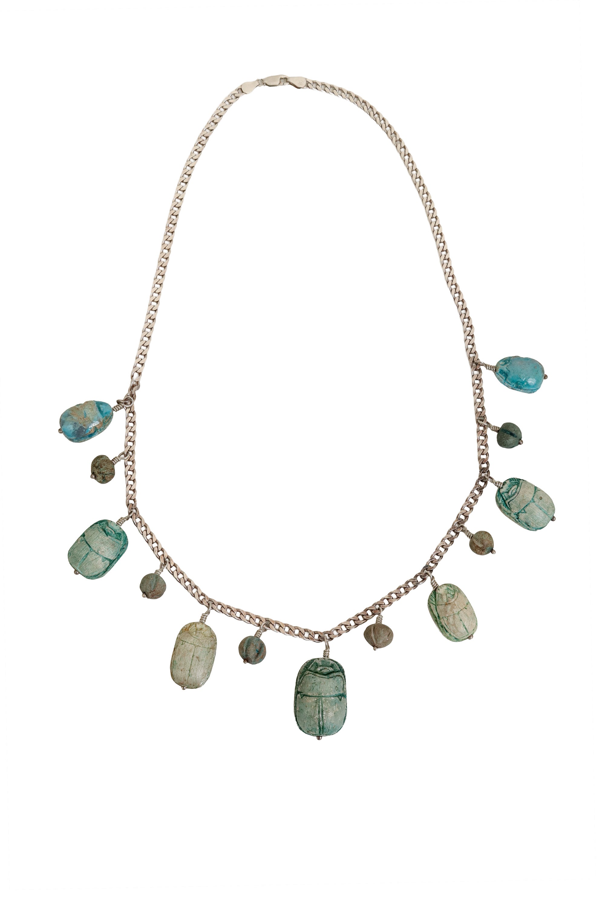 Sterling Wood Scarab Charm Necklace @ Recess LA