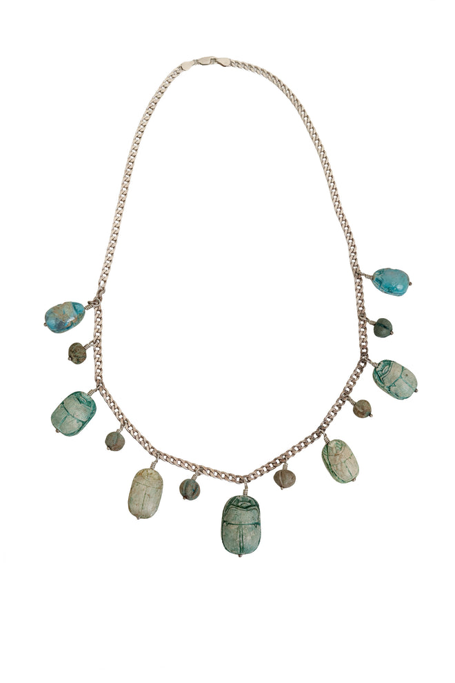 Sterling Wood Scarab Charm Necklace @ Recess LA
