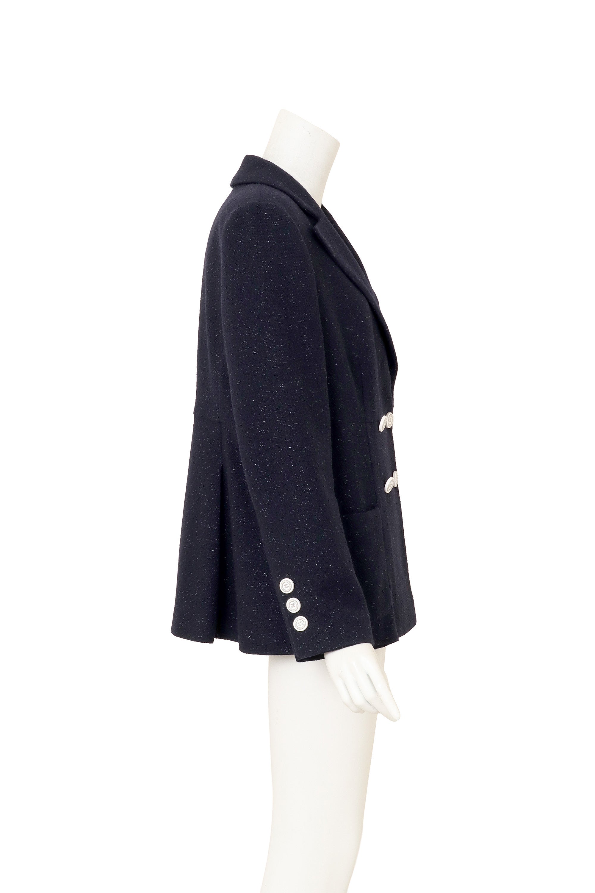 2019C Lamé Tweed Blazer by Chanel on mannequin side @ Recess LA