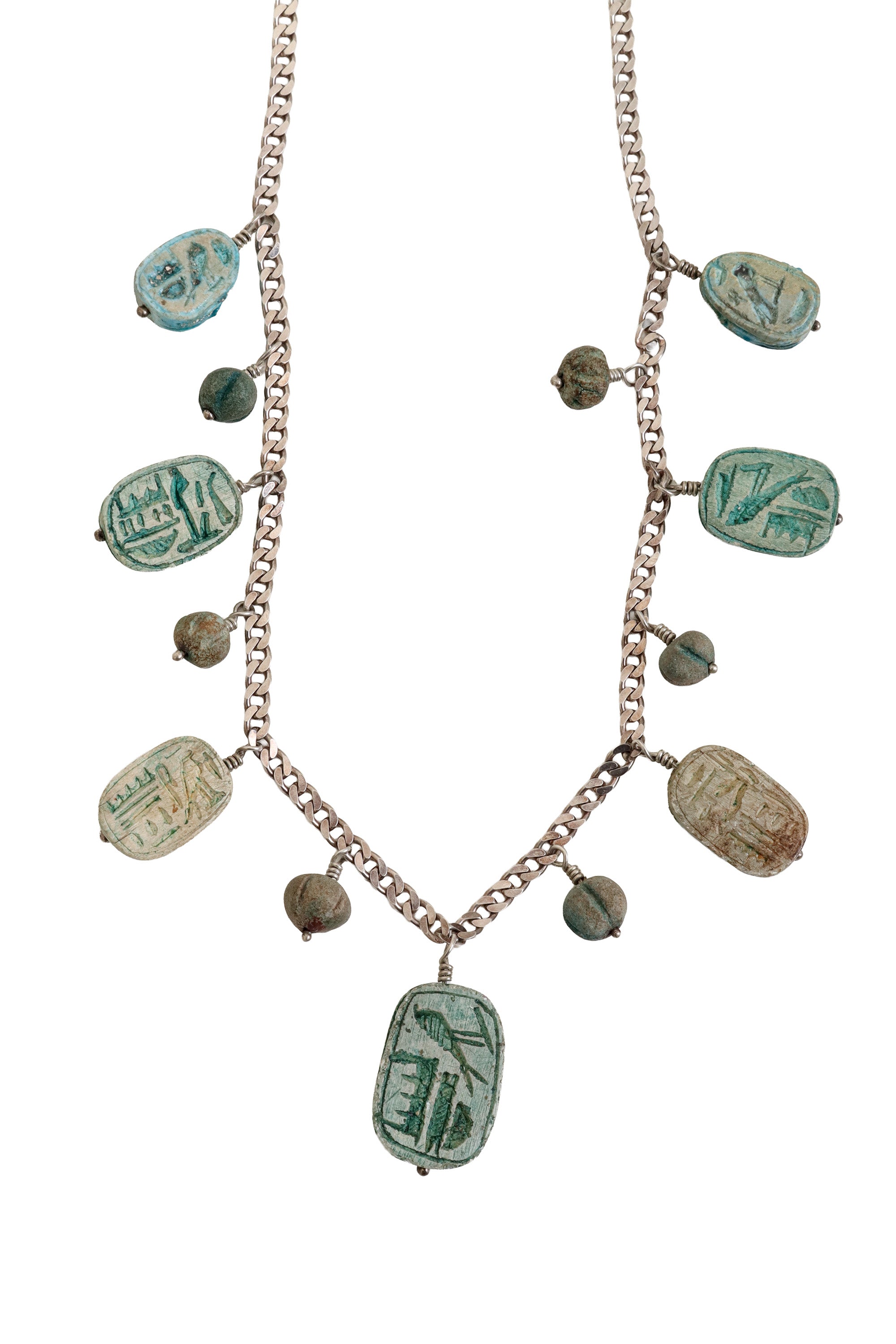 Sterling Wood Scarab Charm Necklace back @ Recess LA