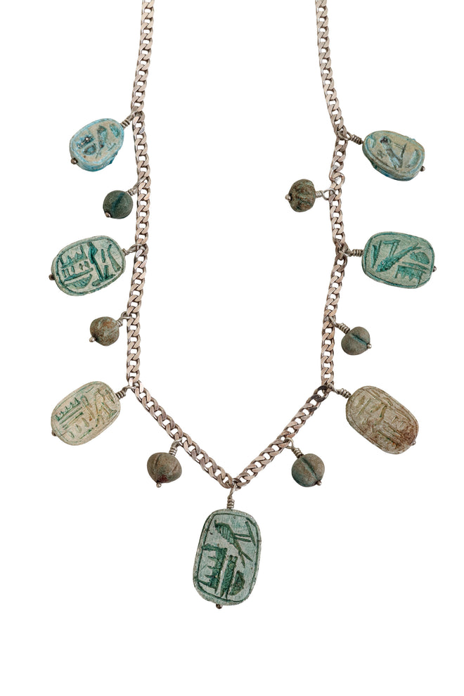 Sterling Wood Scarab Charm Necklace back @ Recess LA