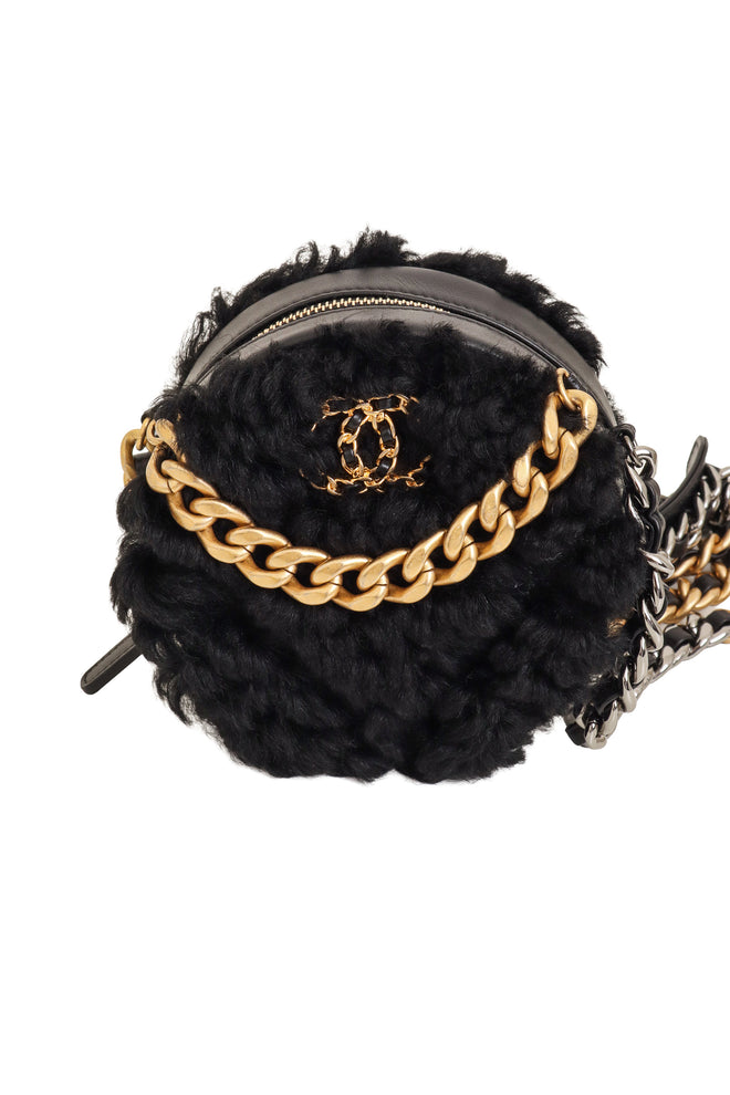 Chanel Shearling Round Vanity Bag close @ Recess LA