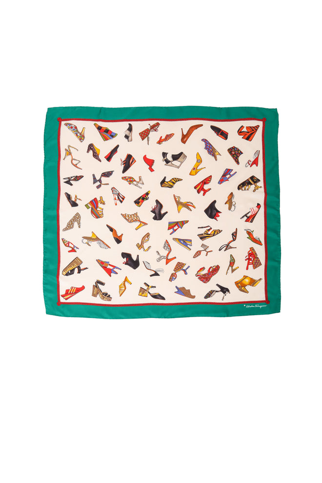 Vintage Salvatore Ferragamo Historical Shoe Collage Scarf @ Recess LA