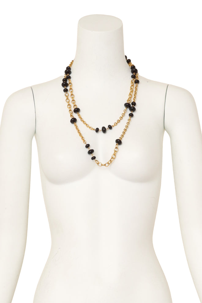 bead chain necklace by Karl Lagerfeld on mannequin doubled @ Recess LA