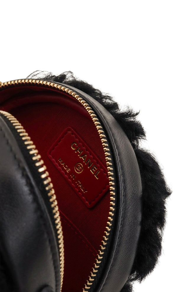 Chanel Shearling Round Vanity Bag logo stamp @ Recess LA