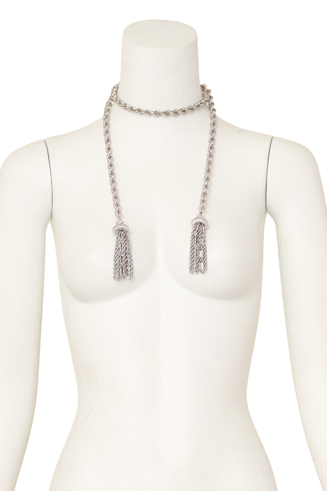 tassel wrap necklace by Monet on mannequin as necklace @ Recess LA