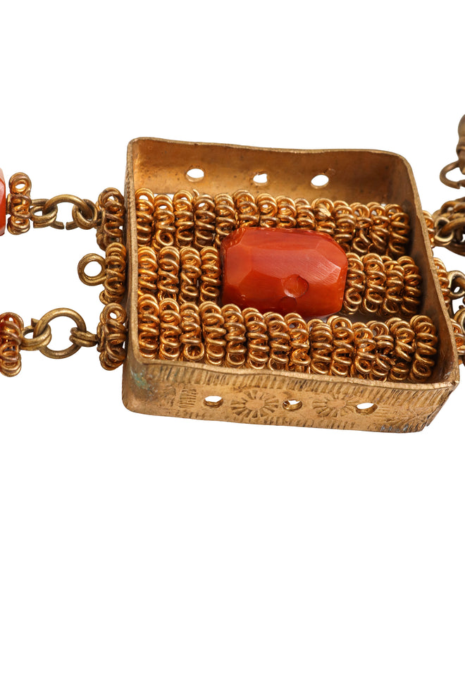 Tassel Fringe Frame Pendant Necklace side tarnish @ Recess LA