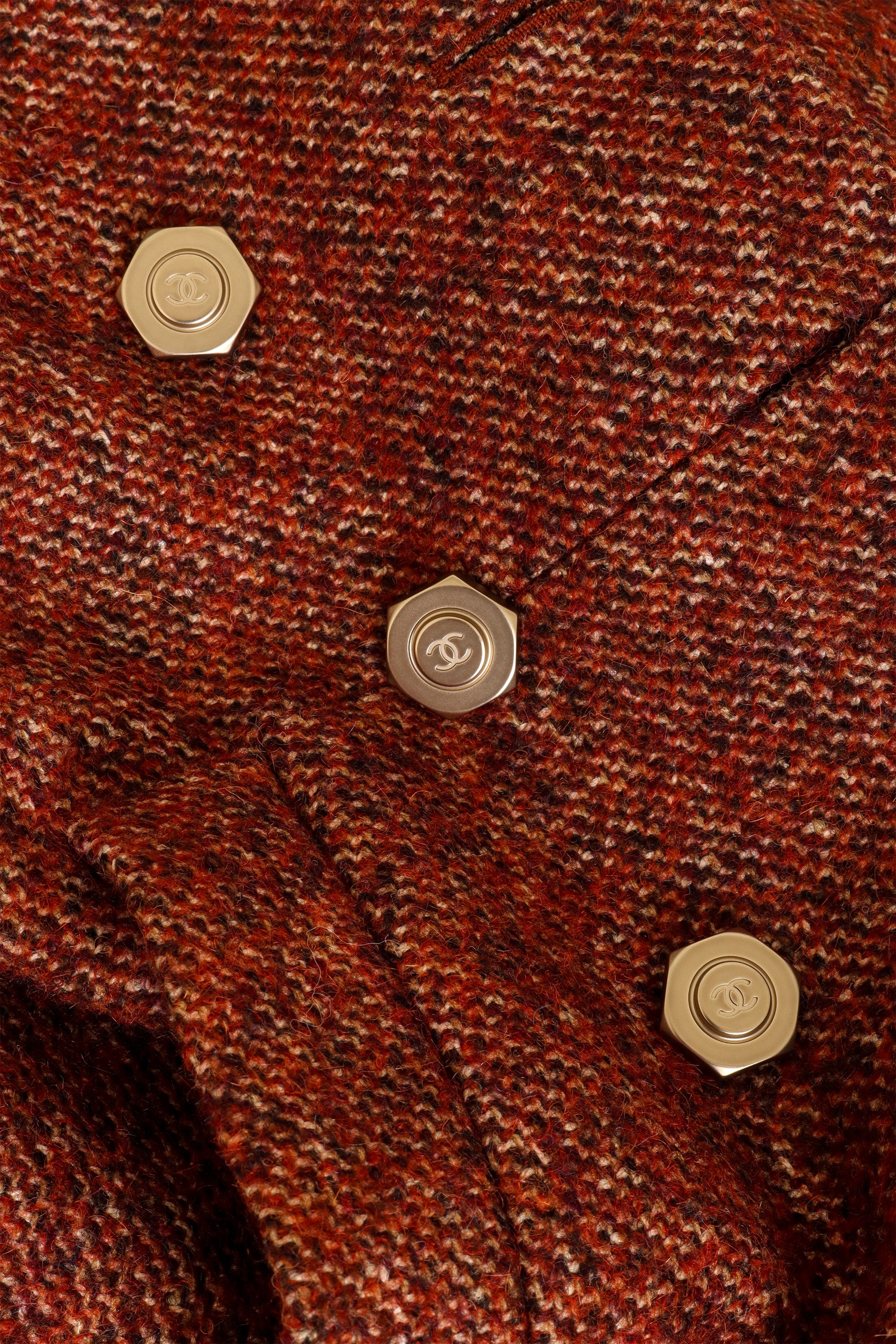 2018 F/W Tweed Hex Button Jacket by Chanel closeup @ Recess LA