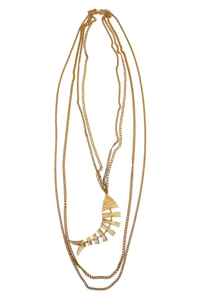 Draped Chain Fishbone Necklace @ Recess LA