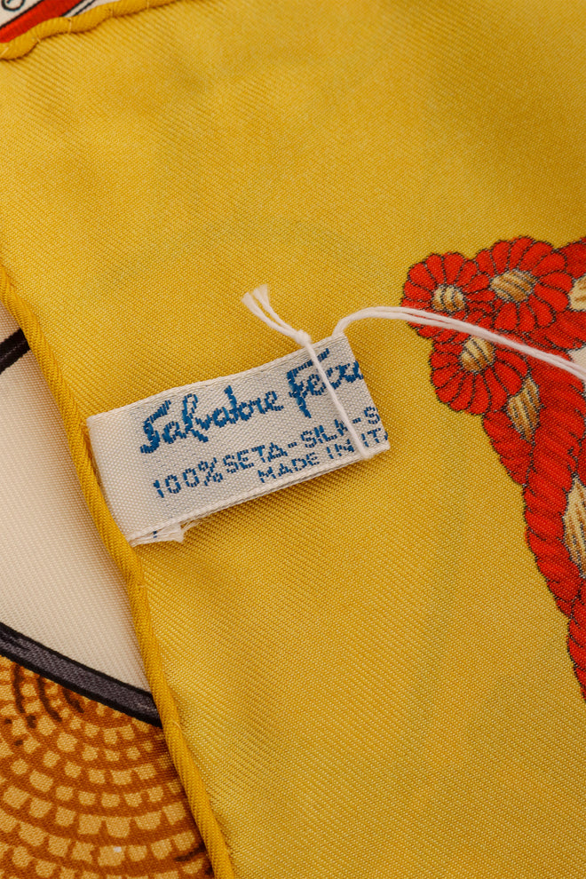 Vintage Salvatore Ferragamo History Of Shoes Silk Scarf label @ Recess LA