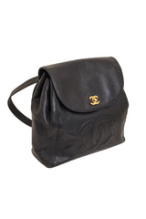 Vintage Chanel Caviar CC Backpack angled @ Recess LA