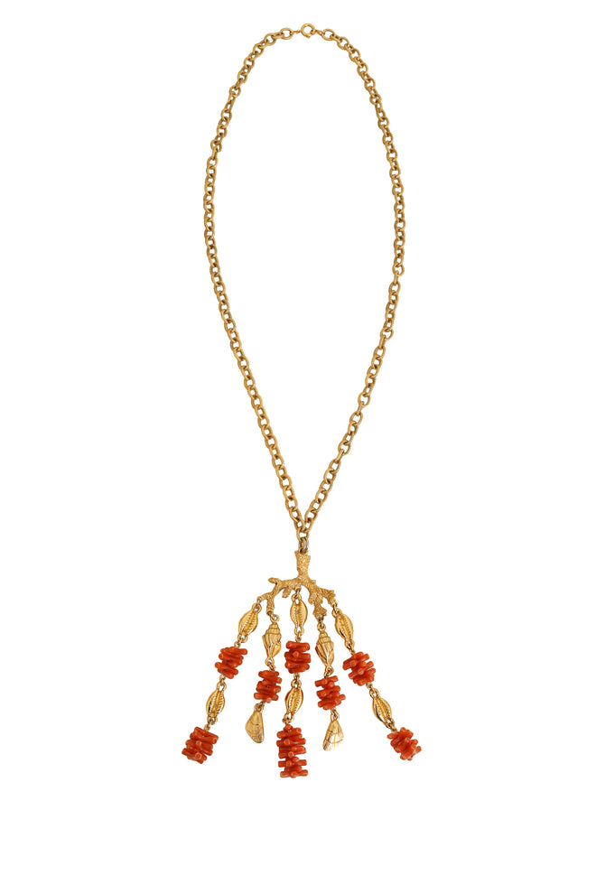 Coral Fringe Drop Necklace by Trifari @ Recess LA