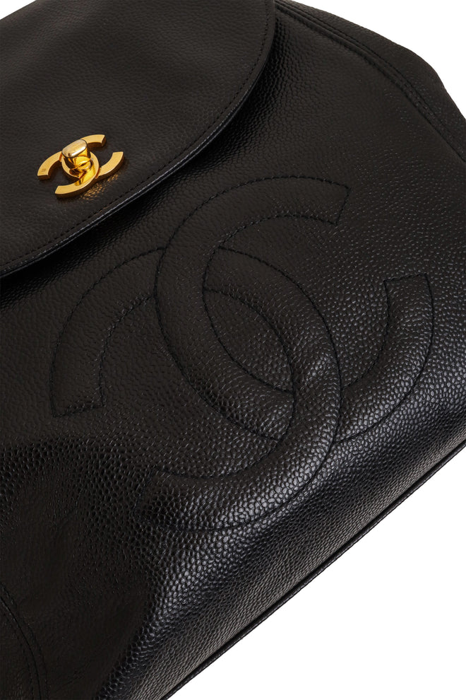 Vintage Chanel Caviar CC Backpack stitching close @ Recess LA