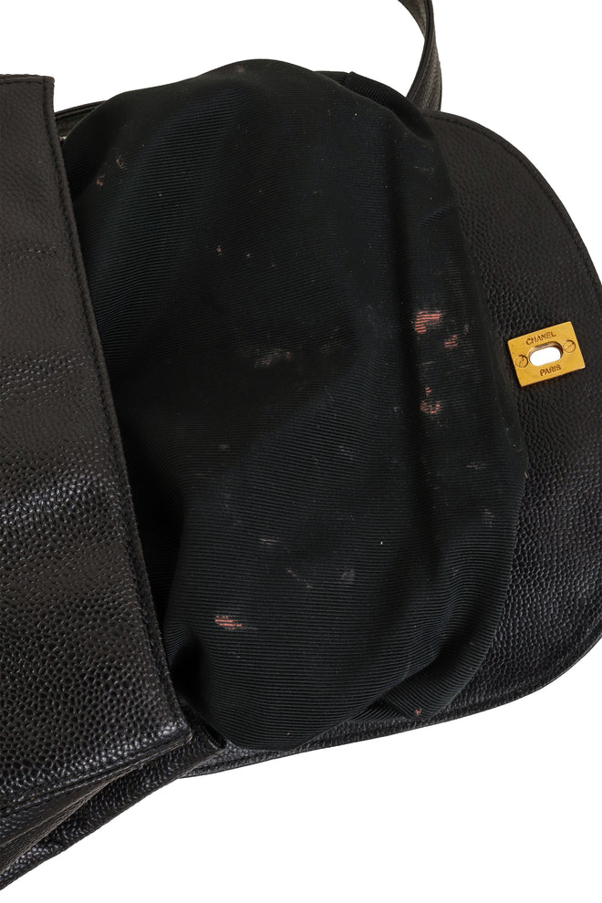 Vintage Chanel Caviar CC Backpack lining wear @ Recess LA