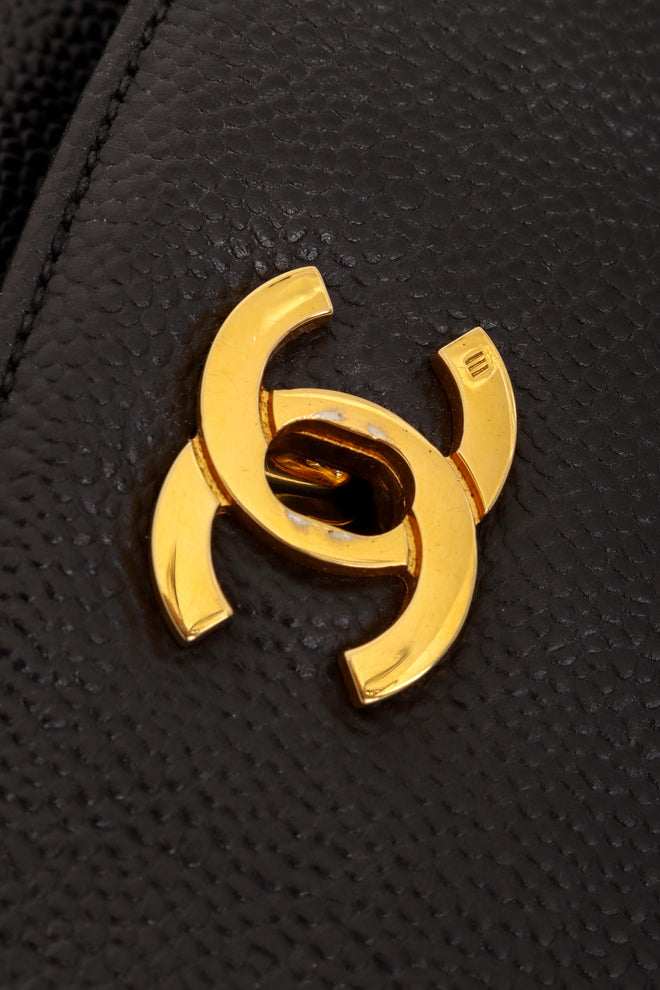 Vintage Chanel Caviar CC Backpack clasp wear @ Recess LA