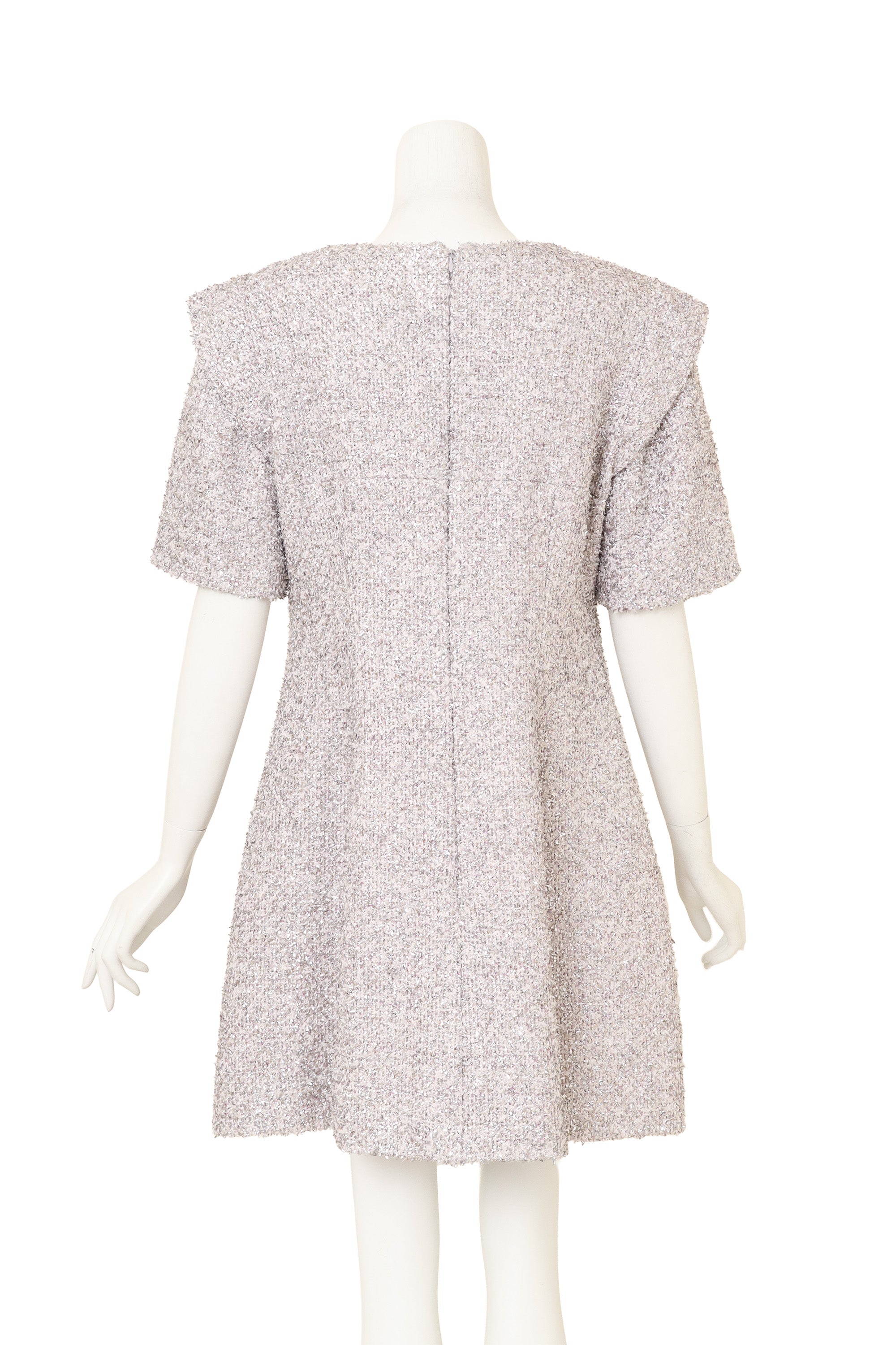 2018 S/S Couture Lamé Mini Dress by Chanel on back of mannequin @ Recess LA