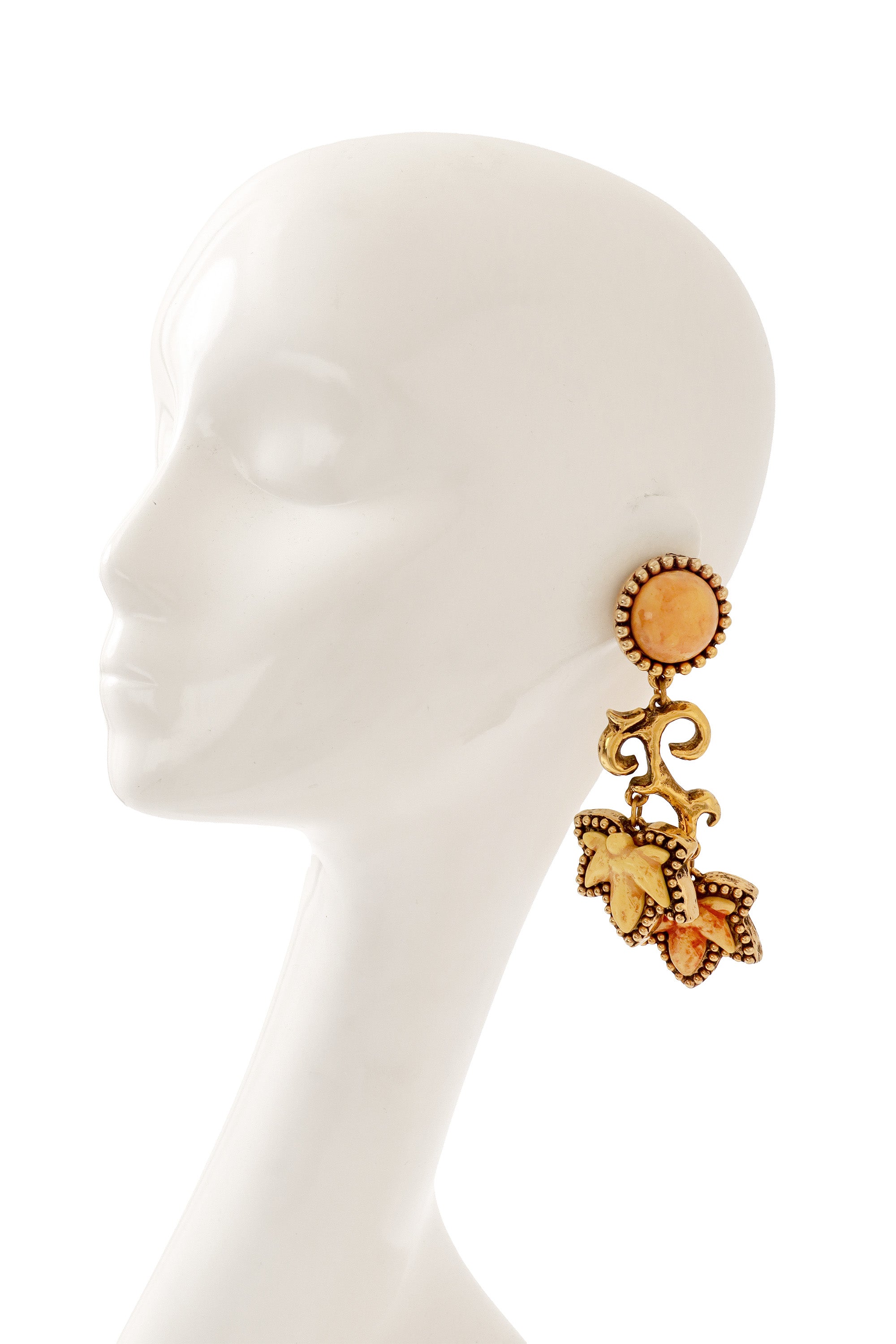 Acrylic Leaf Drop Earrings by TMB on mannequin @ Recess LA