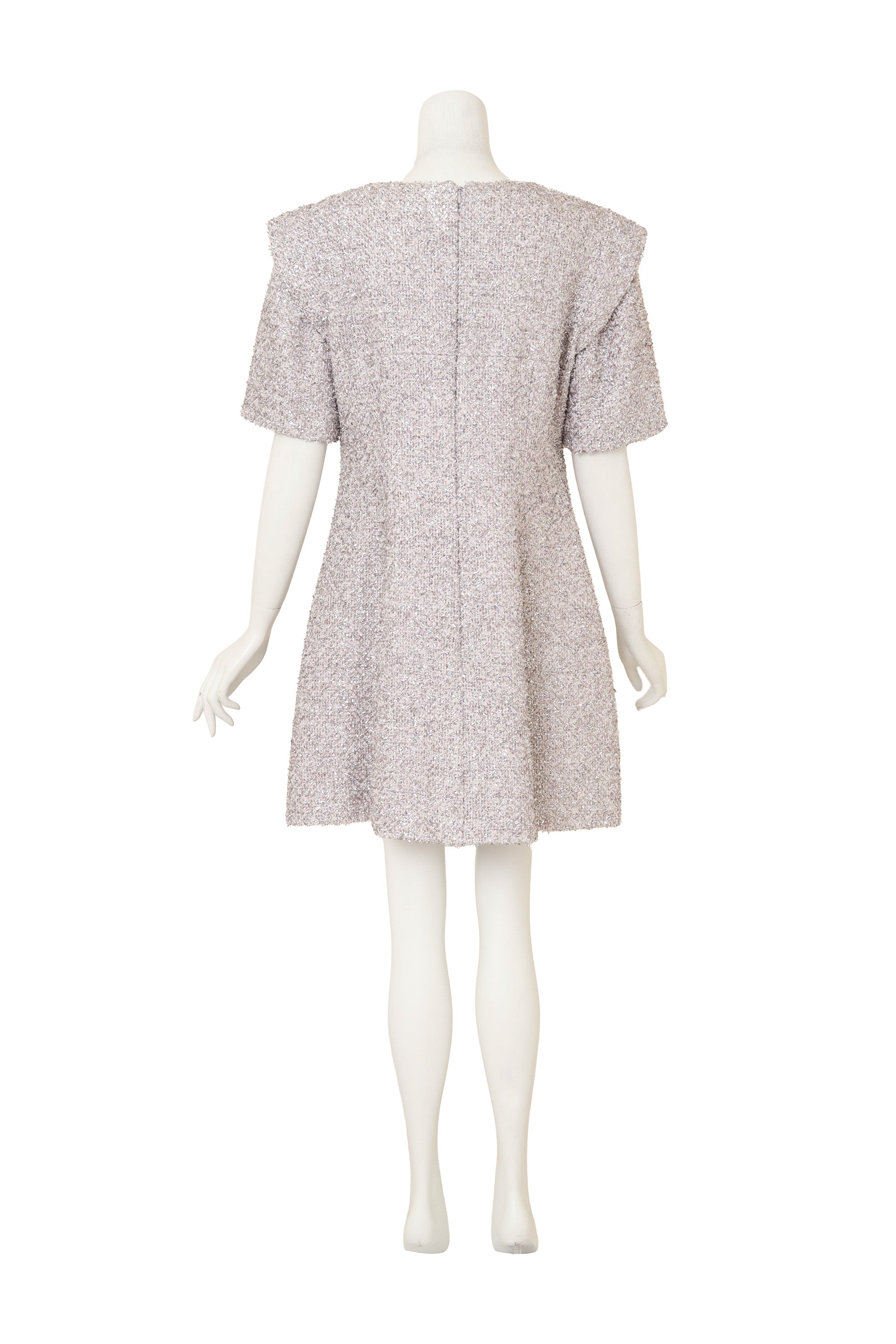 2018 S/S Couture Lamé Mini Dress by Chanel on back of mannequin @ Recess LA